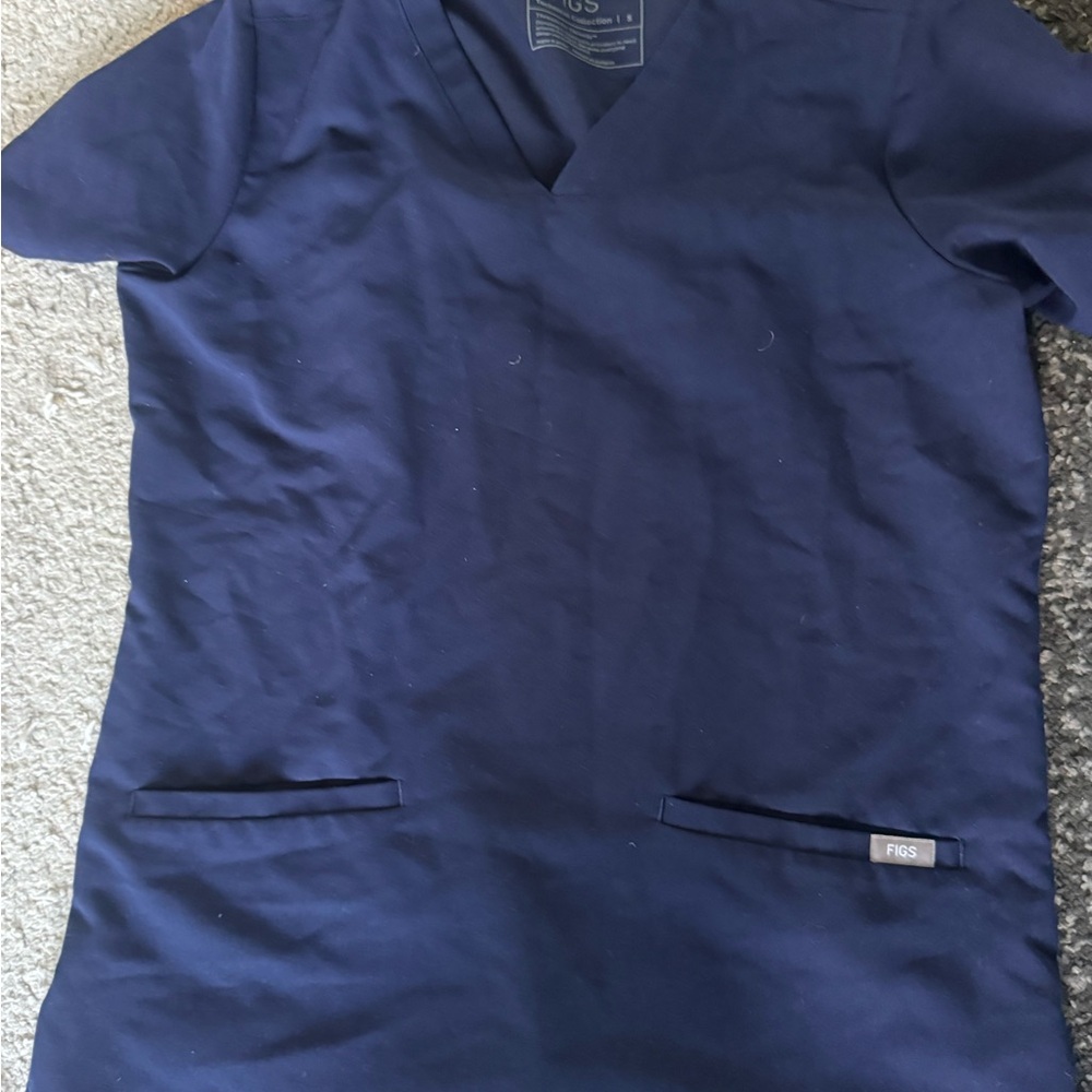 Figs Navy V-Neck Scrub Top